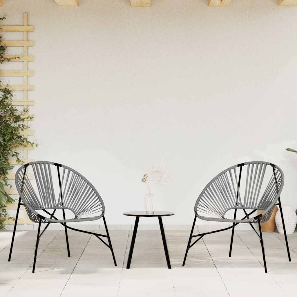 Set tuinstoelen 3-delig poly rattan zwart en lichtgrijs is nu te koop bij PeponiXL, paradijselijk wonen!