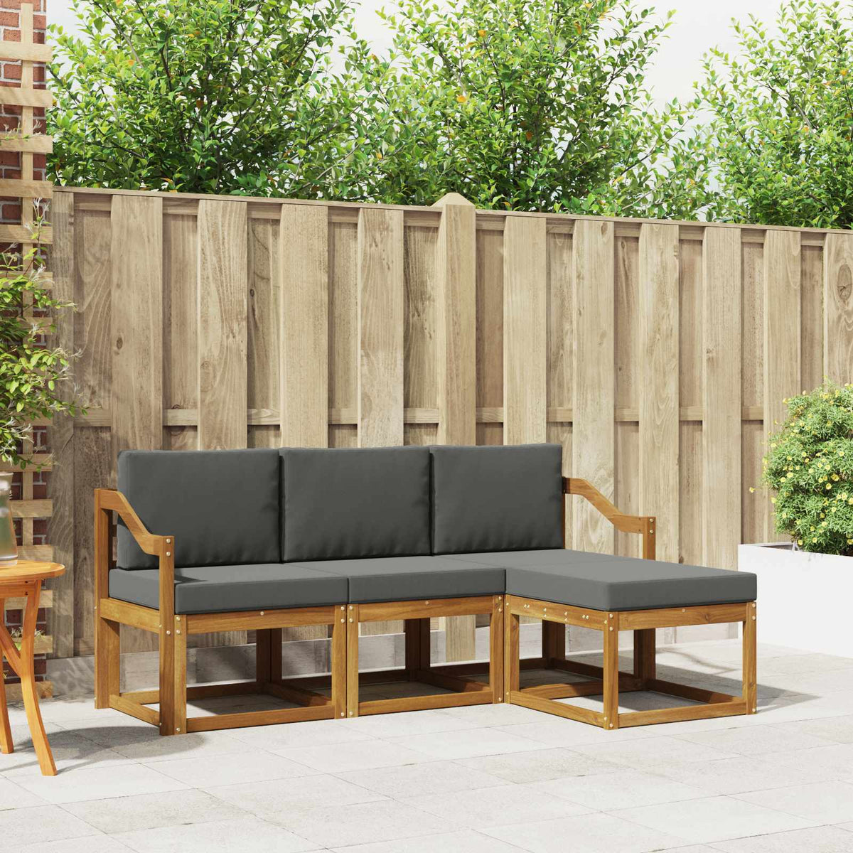 Buiten bankenset met kussen 4 pcs Natuurlijk en Antraciet is nu te koop bij PeponiXL, paradijselijk wonen!