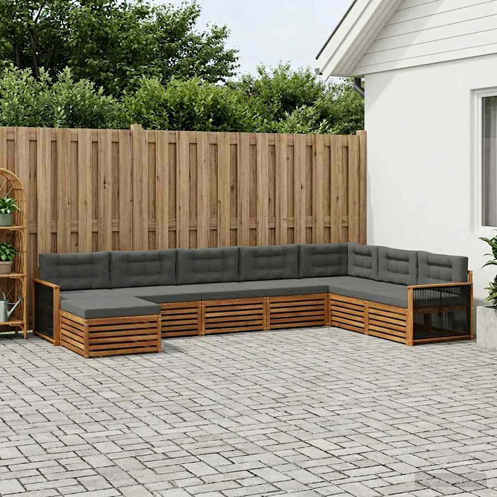 Buiten bankenset met kussen 8 pcs Natuurlijk en Antraciet is nu te koop bij PeponiXL, paradijselijk wonen!