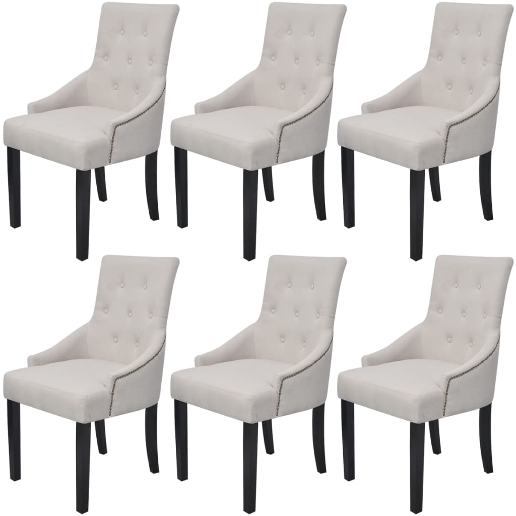 Eetkamerstoelen 6 st stof crèmegrijs is nu te koop bij PeponiXL, paradijselijk wonen!