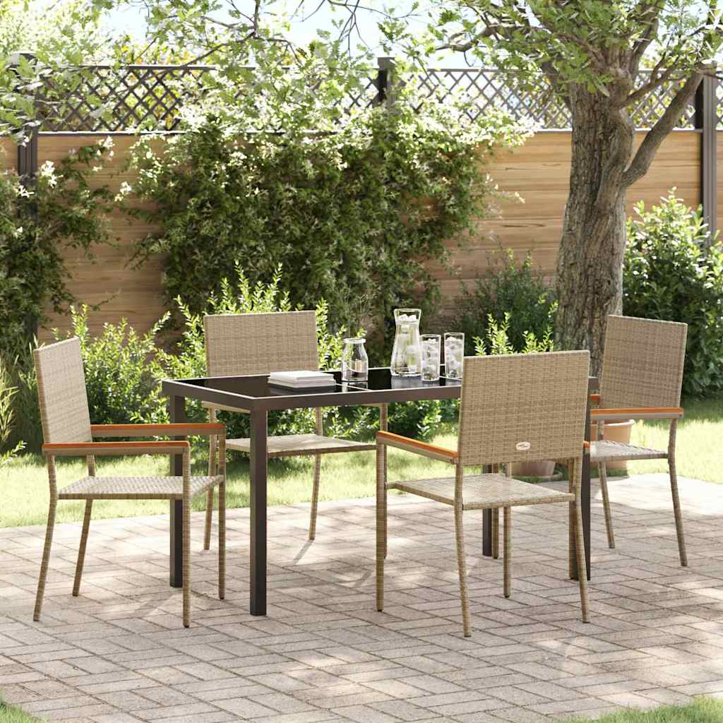 Tuin eettafelset met kussen 5 pcs Beige poly rattan is nu te koop bij PeponiXL, paradijselijk wonen!