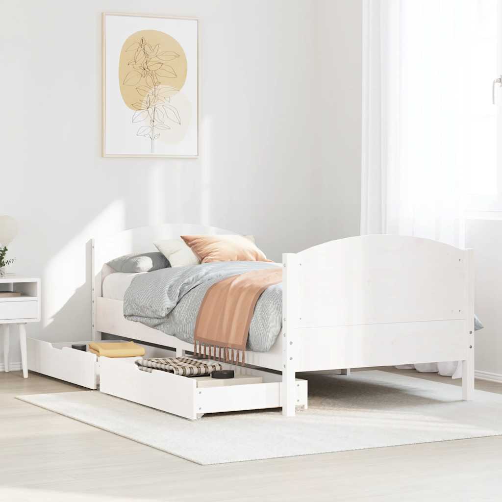 Bedframe zonder matras massief grenenhout wit 90x190 cm is nu te koop bij PeponiXL, paradijselijk wonen!