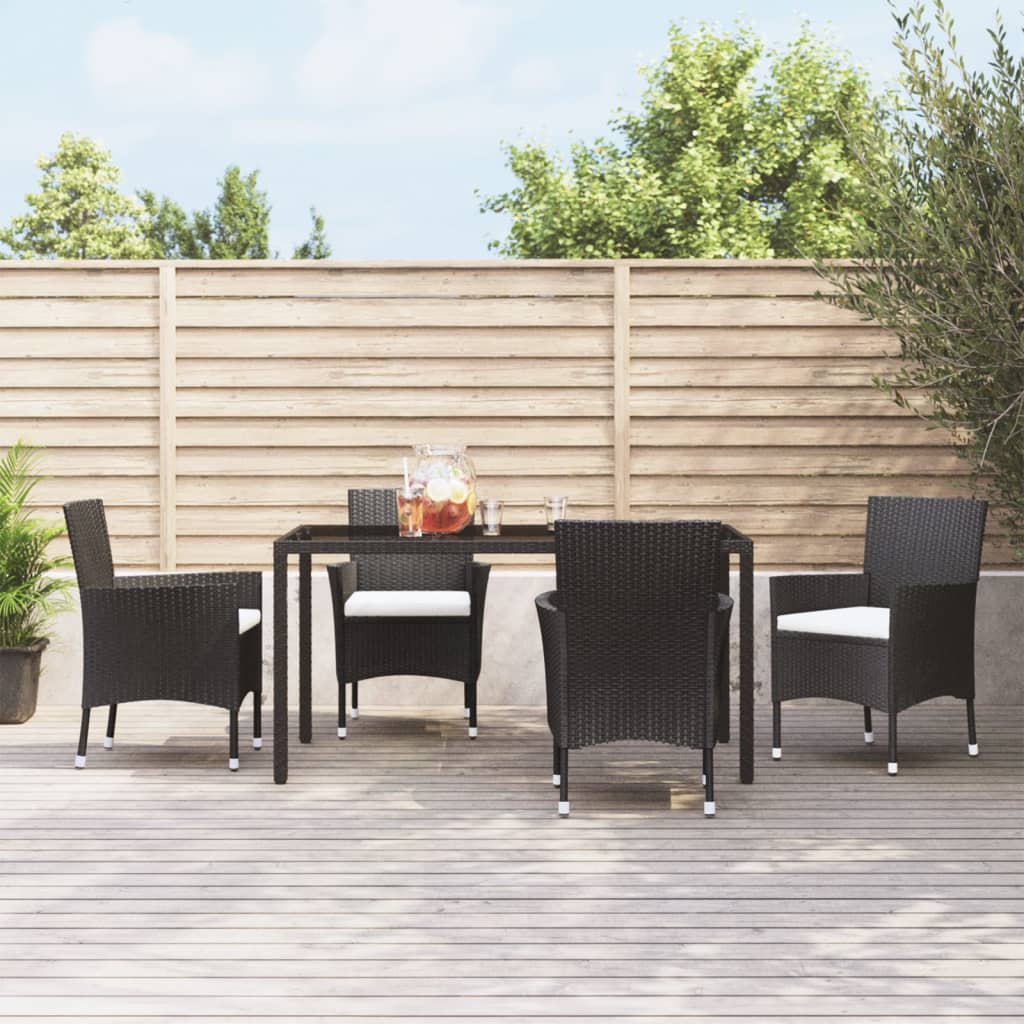 Tuinstoelen 4 st met kussens poly rattan zwart is nu te koop bij PeponiXL, paradijselijk wonen!