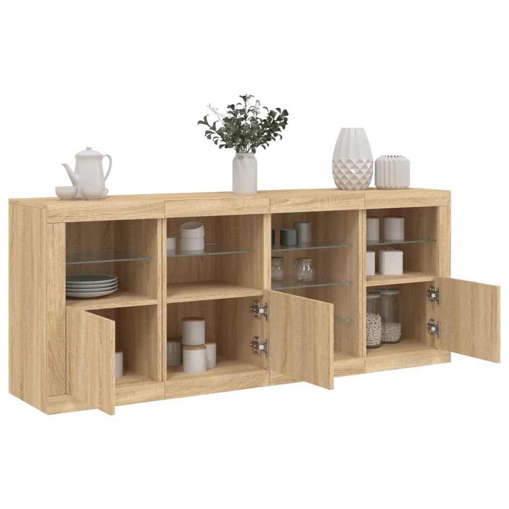 Dressoir met LED-verlichting 164x37x67 cm sonoma eikenkleurig is nu te koop bij PeponiXL, paradijselijk wonen!