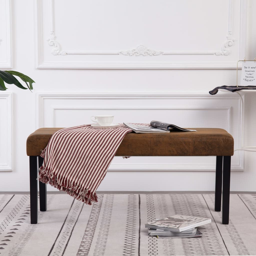 Bankje 106 cm kunstsuède bruin is nu te koop bij PeponiXL, paradijselijk wonen!