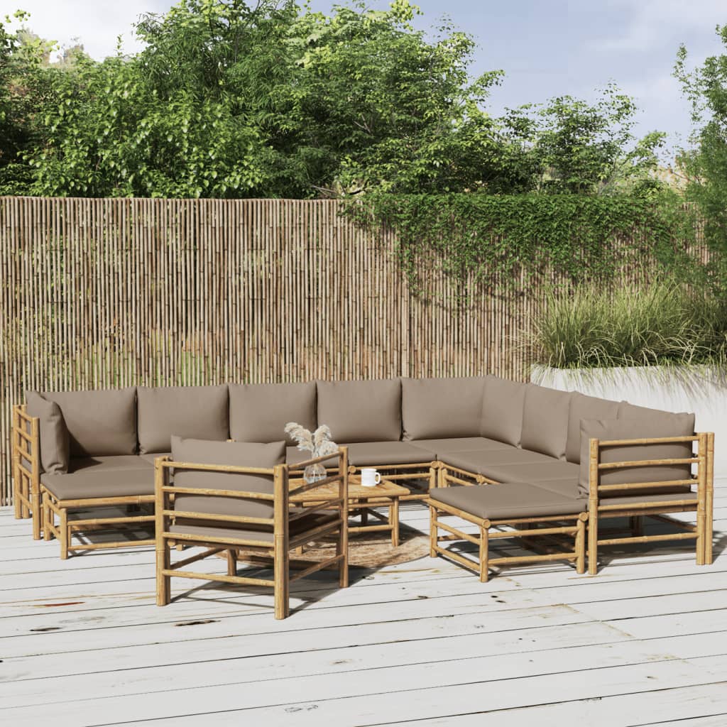 12-delige Loungeset met kussens bamboe taupe is nu te koop bij PeponiXL, paradijselijk wonen!