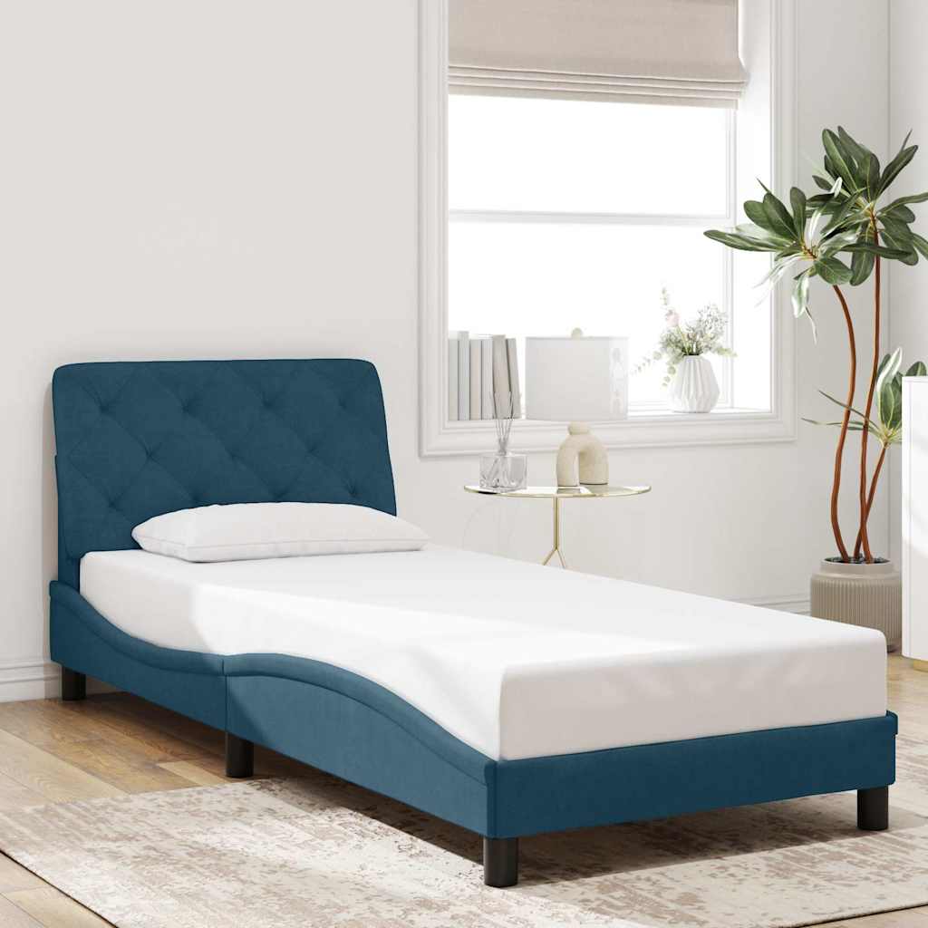 Bedframe zonder matras fluweel blauw 80x200 cm is nu te koop bij PeponiXL, paradijselijk wonen!
