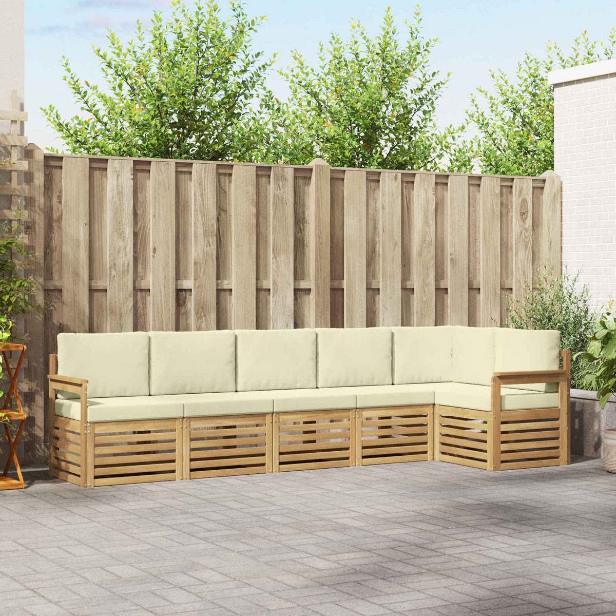 Buiten bankenset 6 pcs Wit en crèmekleurig 306 x 128,5 x 73 cm is nu te koop bij PeponiXL, paradijselijk wonen!