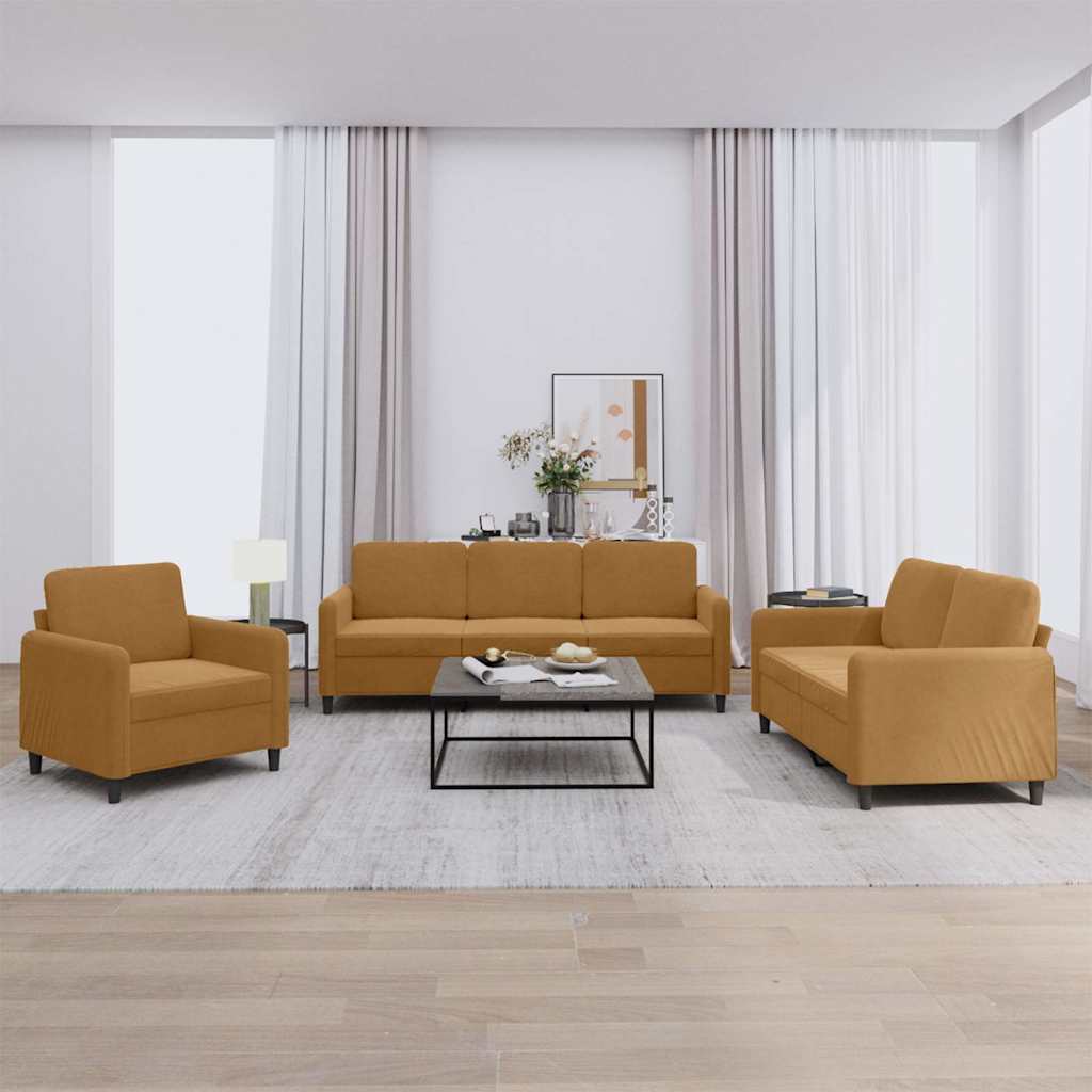 3-delige Loungeset fluweel bruin is nu te koop bij PeponiXL, paradijselijk wonen!