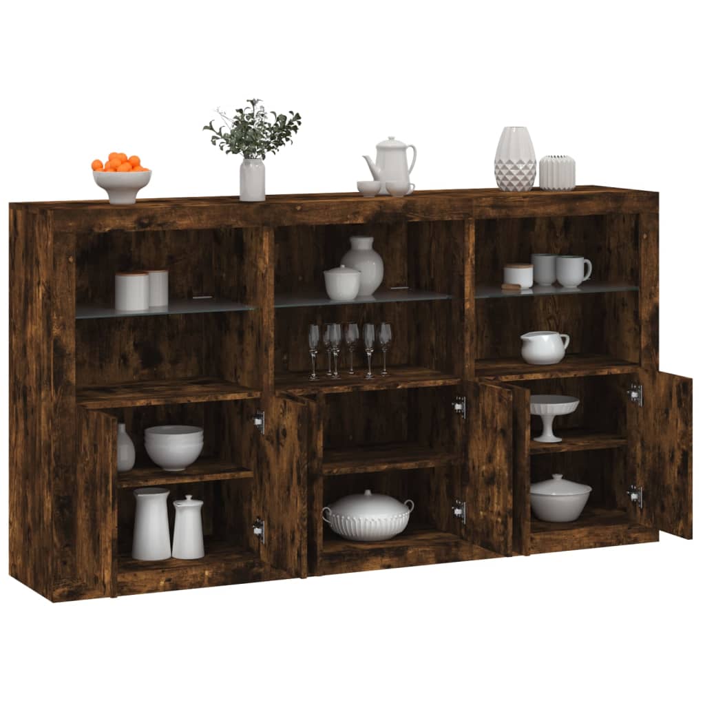 Dressoir met LED-verlichting 181,5x37x100 cm gerookt eikenkleur is nu te koop bij PeponiXL, paradijselijk wonen!