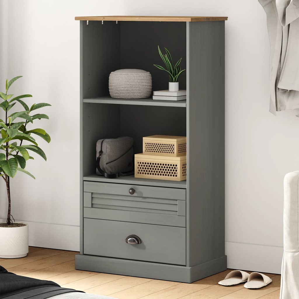 Boekenkast VIGO 60x35x114,5 cm massief grenenhout grijs is nu te koop bij PeponiXL, paradijselijk wonen!
