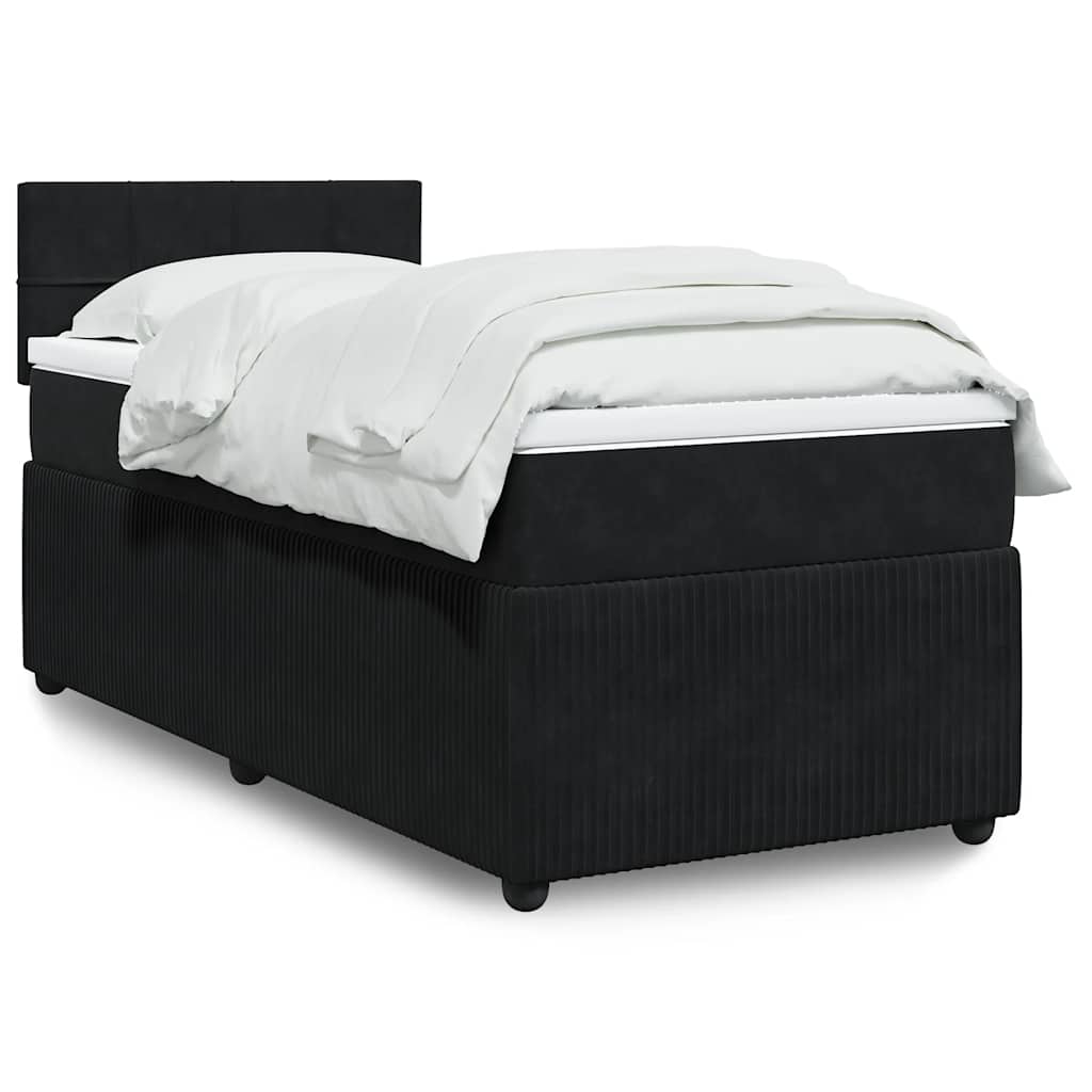 Boxspring met matras fluweel zwart 90x190 cm is nu te koop bij PeponiXL, paradijselijk wonen!