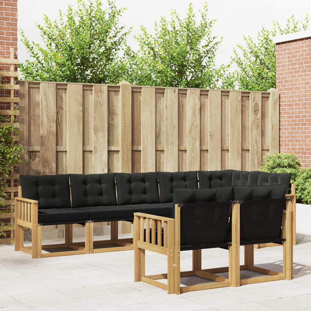 Buiten bankenset met kussen 8 pcs Wit en zwart is nu te koop bij PeponiXL, paradijselijk wonen!