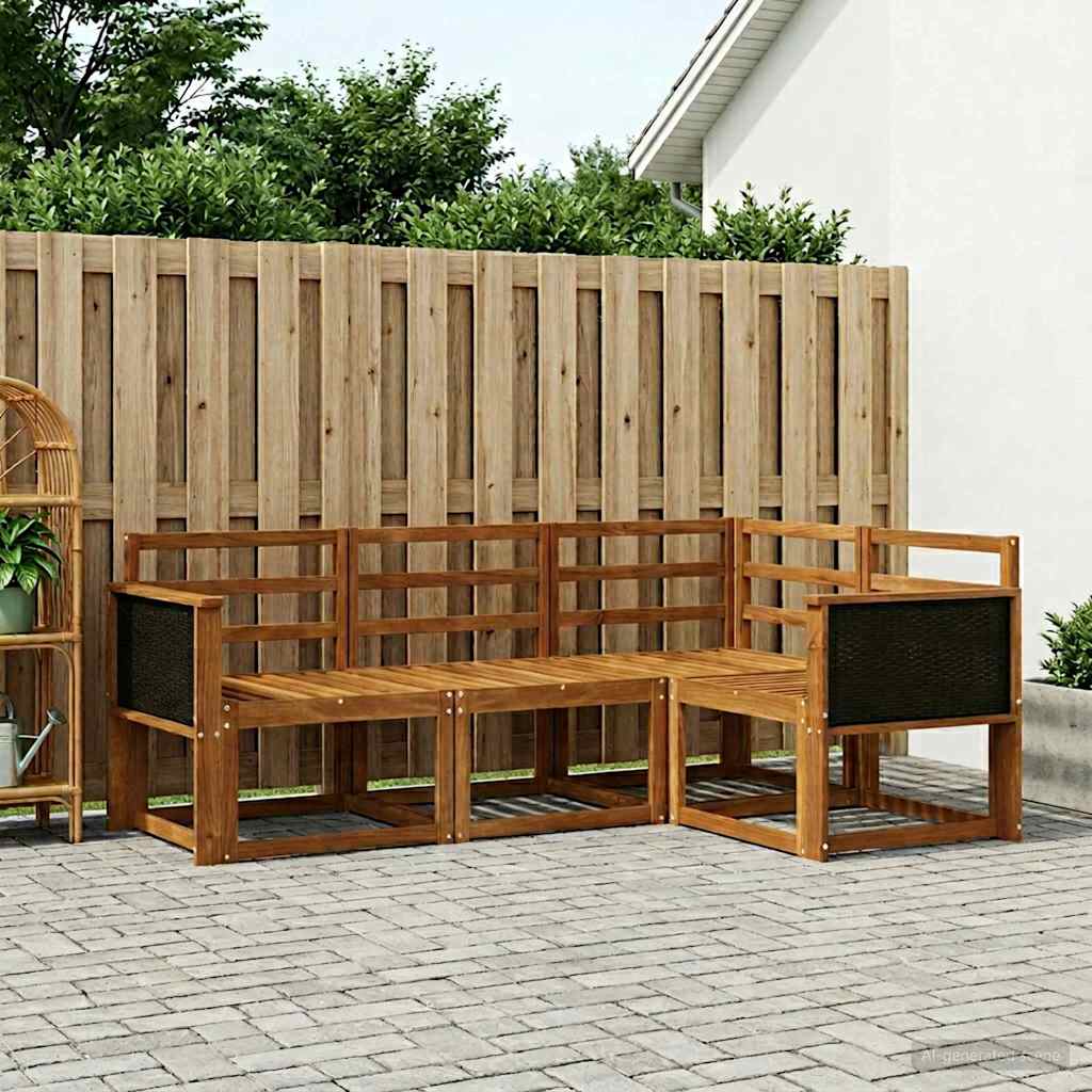 Buiten bankenset 4 pcs Naturel Massief Acaciahout is nu te koop bij PeponiXL, paradijselijk wonen!