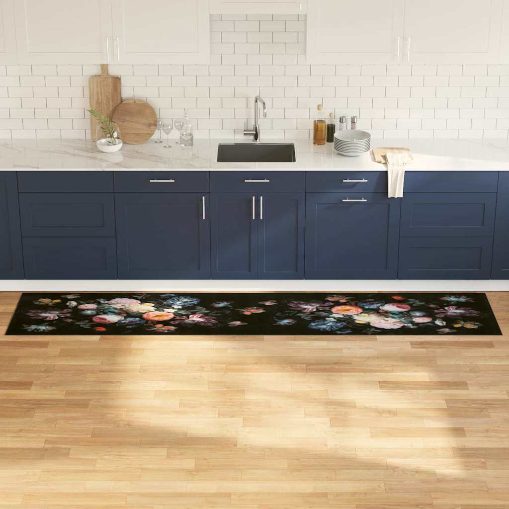 Keuken Vloerkleed Zwart 300 x 60 cm Fluweel is nu te koop bij PeponiXL, paradijselijk wonen!