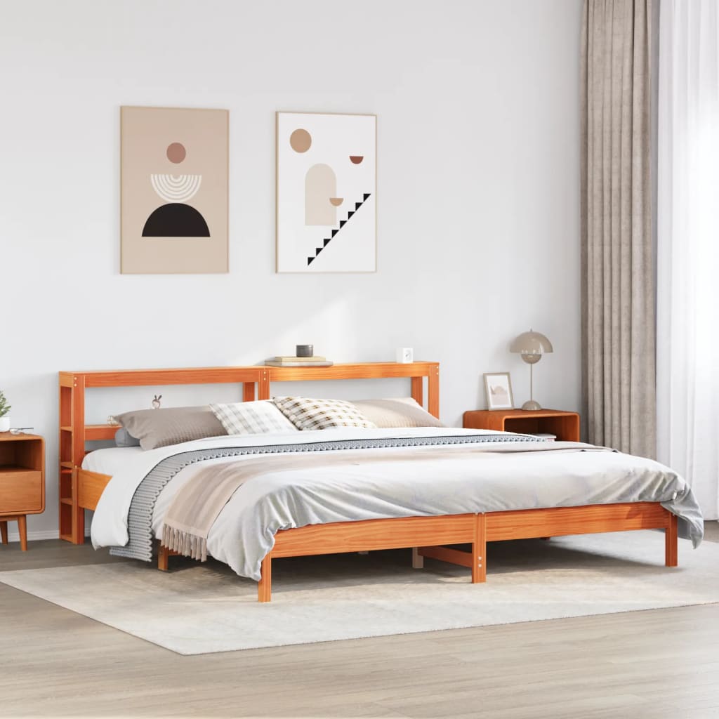 Bedframe zonder matras massief grenenhout wasbruin 200x200 cm is nu te koop bij PeponiXL, paradijselijk wonen!