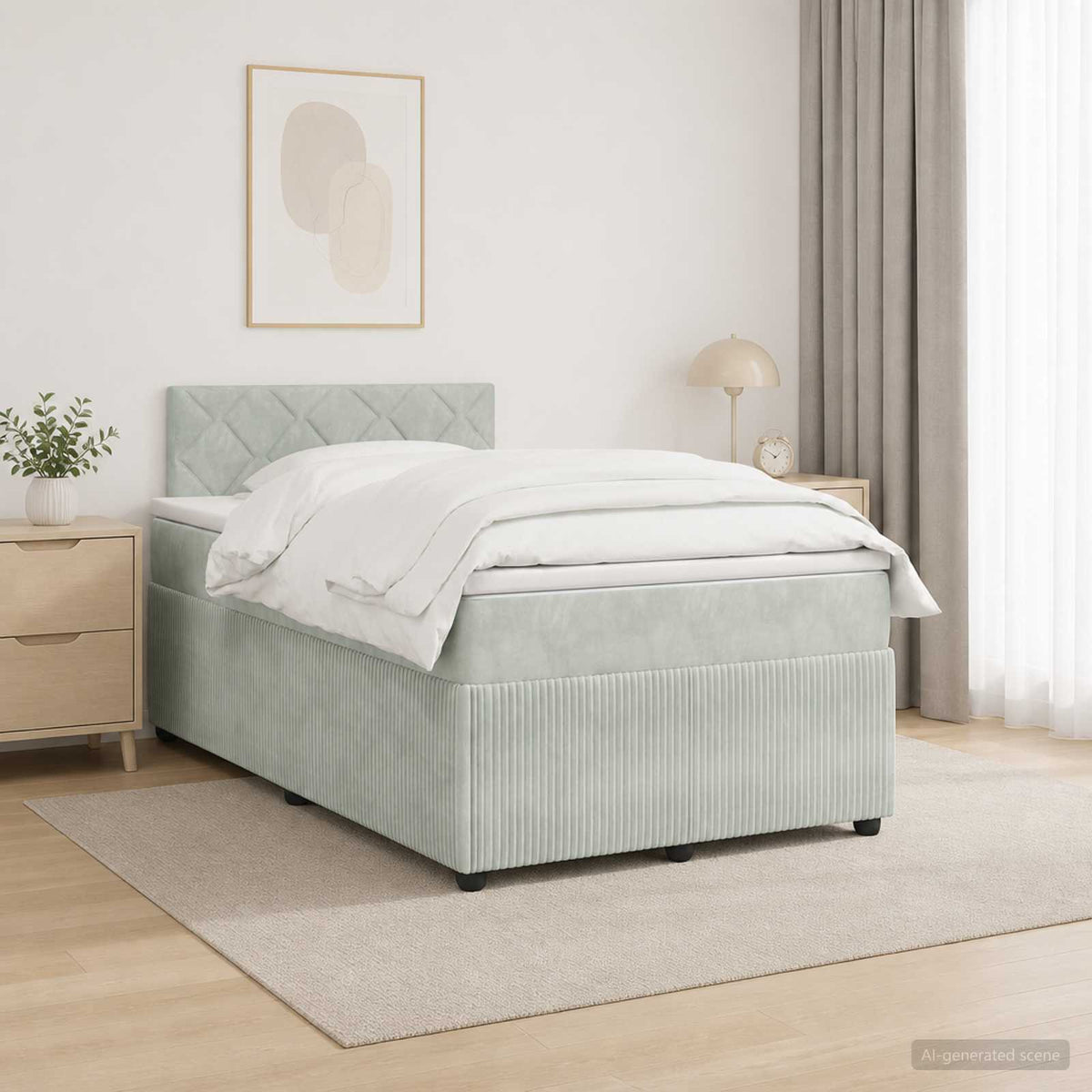 Boxspringbed met matras Lichtgrijs 120 x 190 cm Fluweel is nu te koop bij PeponiXL, paradijselijk wonen!