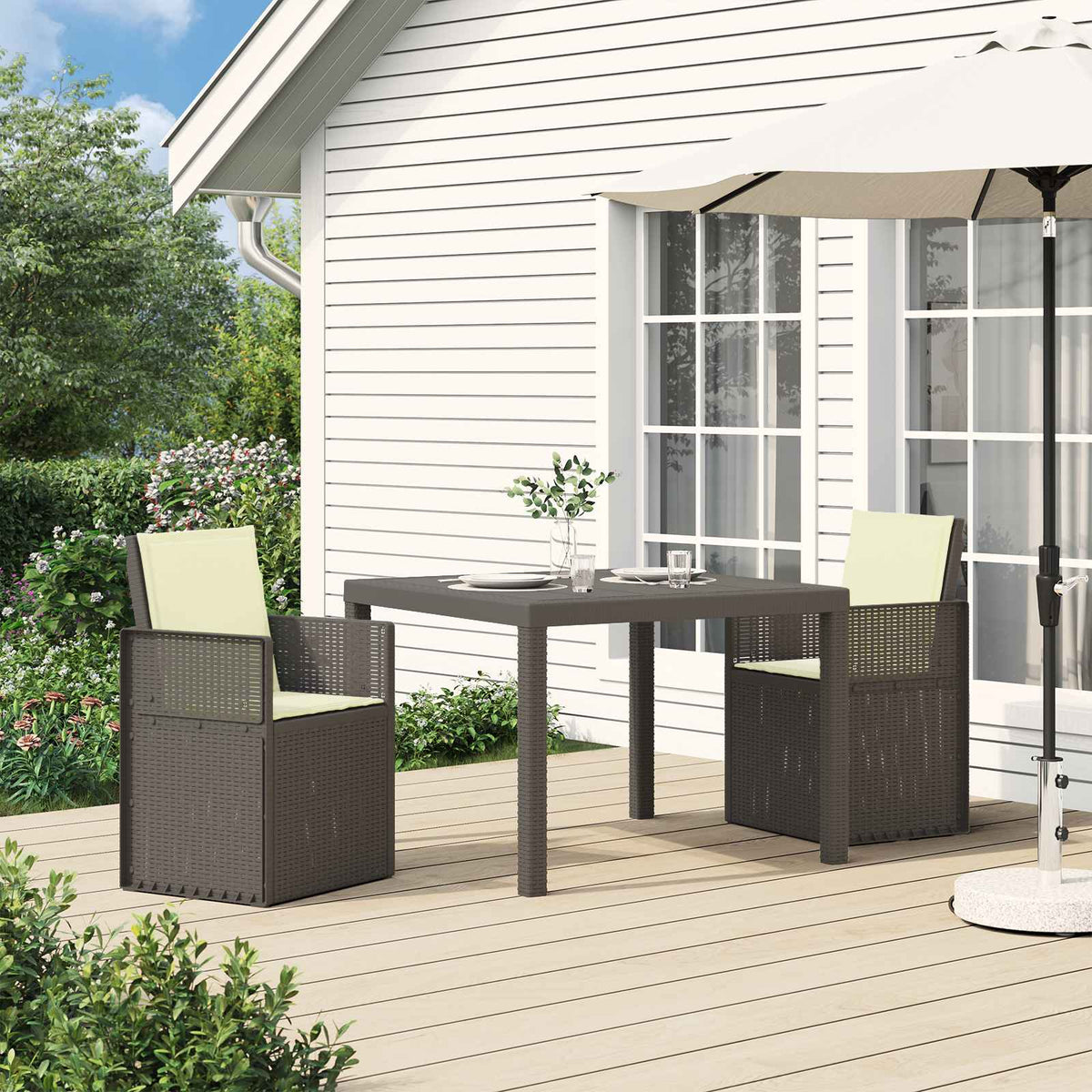 Tuin Eetstoelen 2 pcs Lichtgrijs en Crème PP is nu te koop bij PeponiXL, paradijselijk wonen!