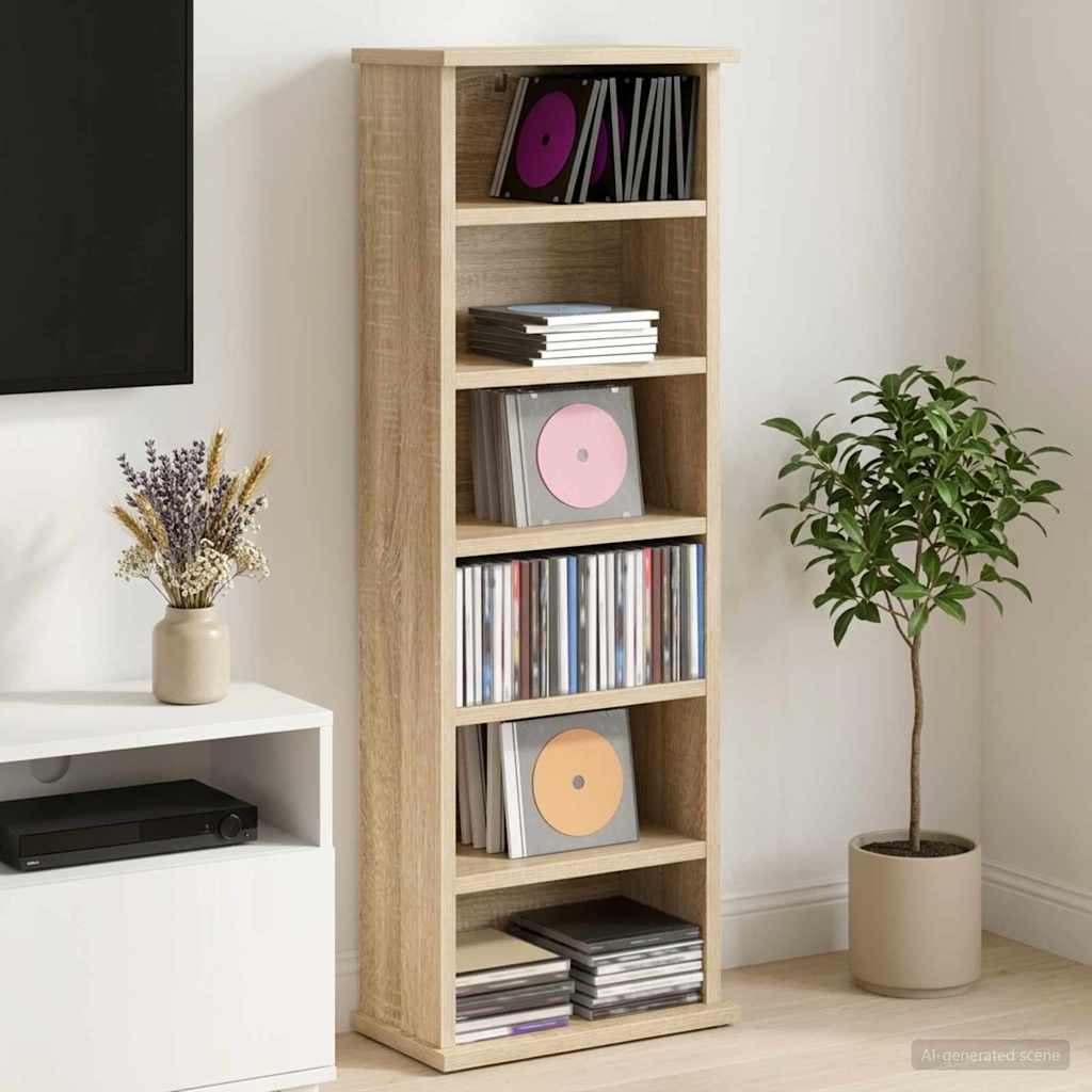 CD Kast Sonoma Eiken 60 x 17 x 92 cm Bewerkt hout is nu te koop bij PeponiXL, paradijselijk wonen!