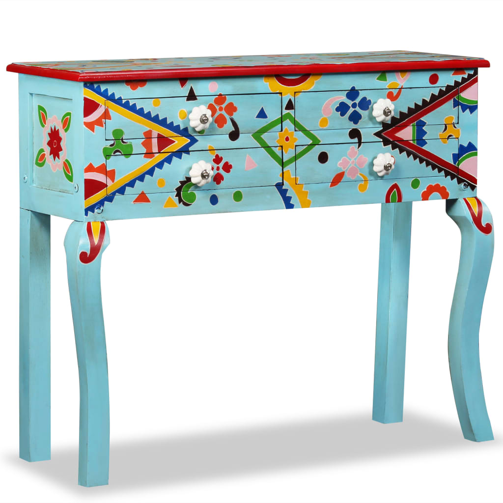 Wandtafel handgeschilderd massief mangohout blauw is nu te koop bij PeponiXL, paradijselijk wonen!