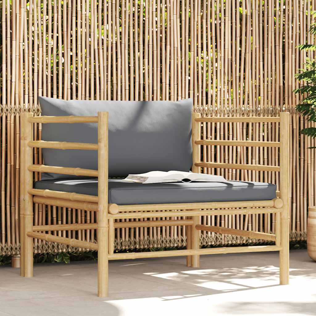 Tuinbank met donkergrijze kussens bamboe is nu te koop bij PeponiXL, paradijselijk wonen!