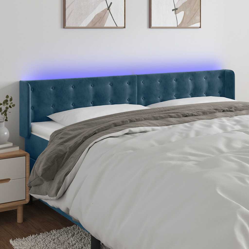 Hoofdbord LED 163x16x78/88 cm fluweel donkerblauw is nu te koop bij PeponiXL, paradijselijk wonen!
