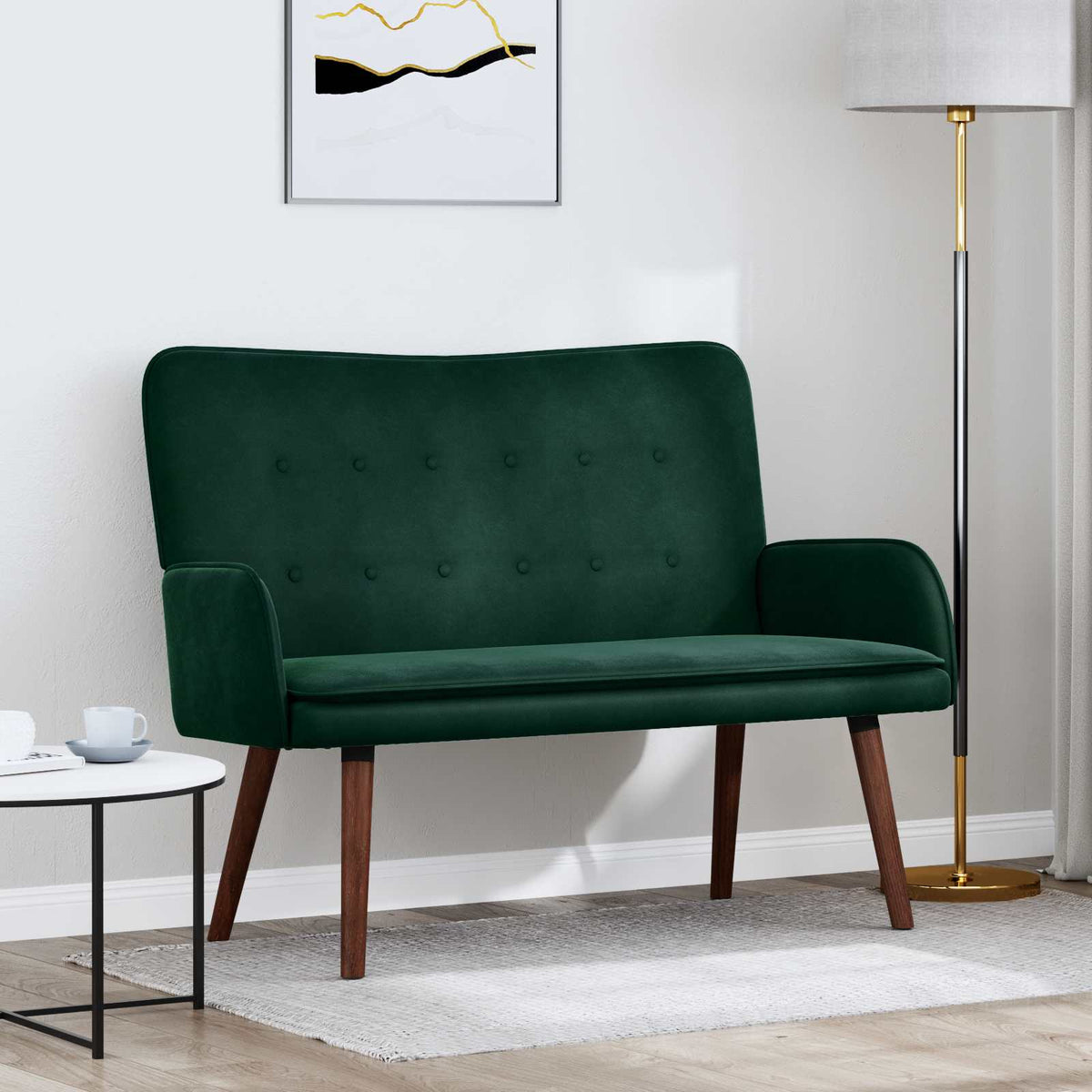 Twee Persoons Sofa Donkergroen 115 x 61 x 87 cm Fluweel is nu te koop bij PeponiXL, paradijselijk wonen!