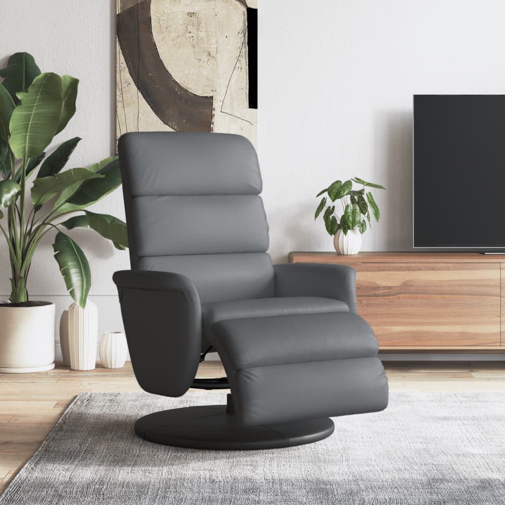 Fauteuil verstelbaar met voetensteun kunstleer grijs is nu te koop bij PeponiXL, paradijselijk wonen!