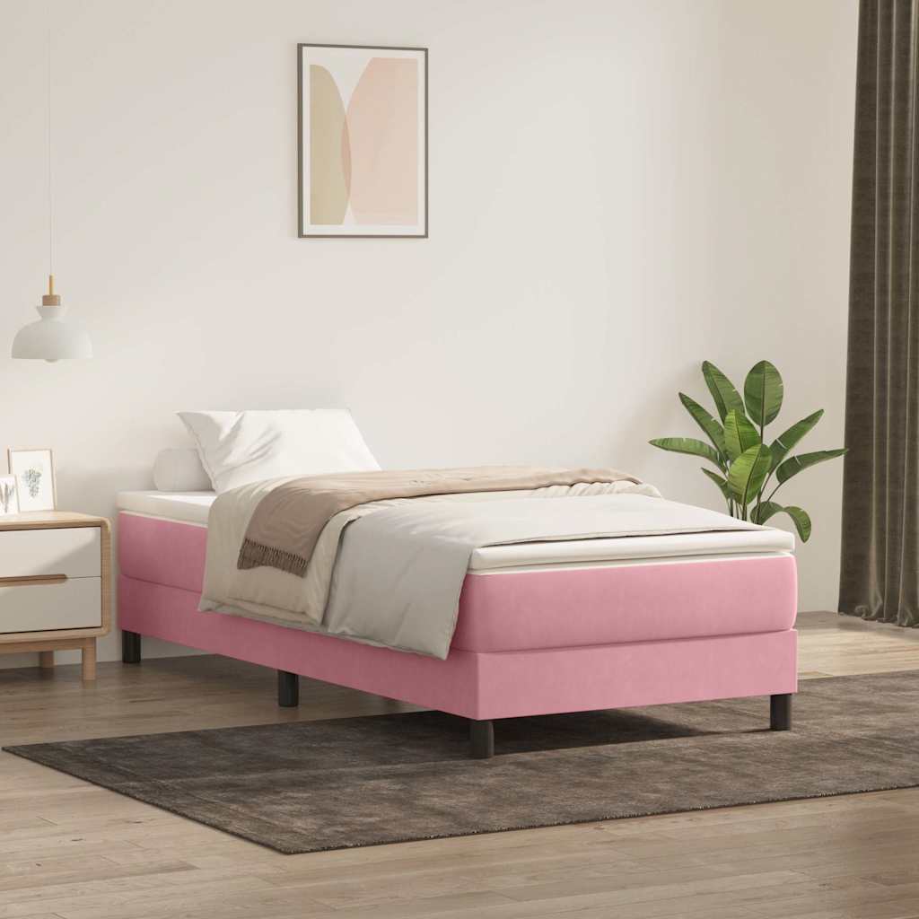 Boxspring zonder matras fluweel roze 100x220 cm is nu te koop bij PeponiXL, paradijselijk wonen!