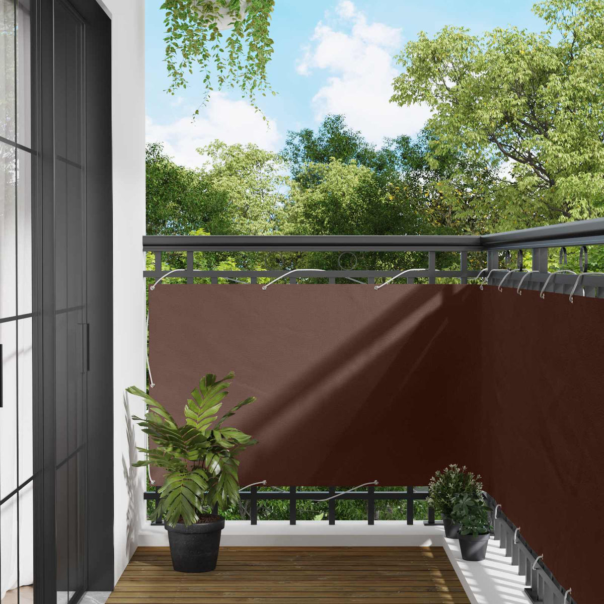 Balkon Scherm Bruin 90 x 200 cm Oxford Stof is nu te koop bij PeponiXL, paradijselijk wonen!