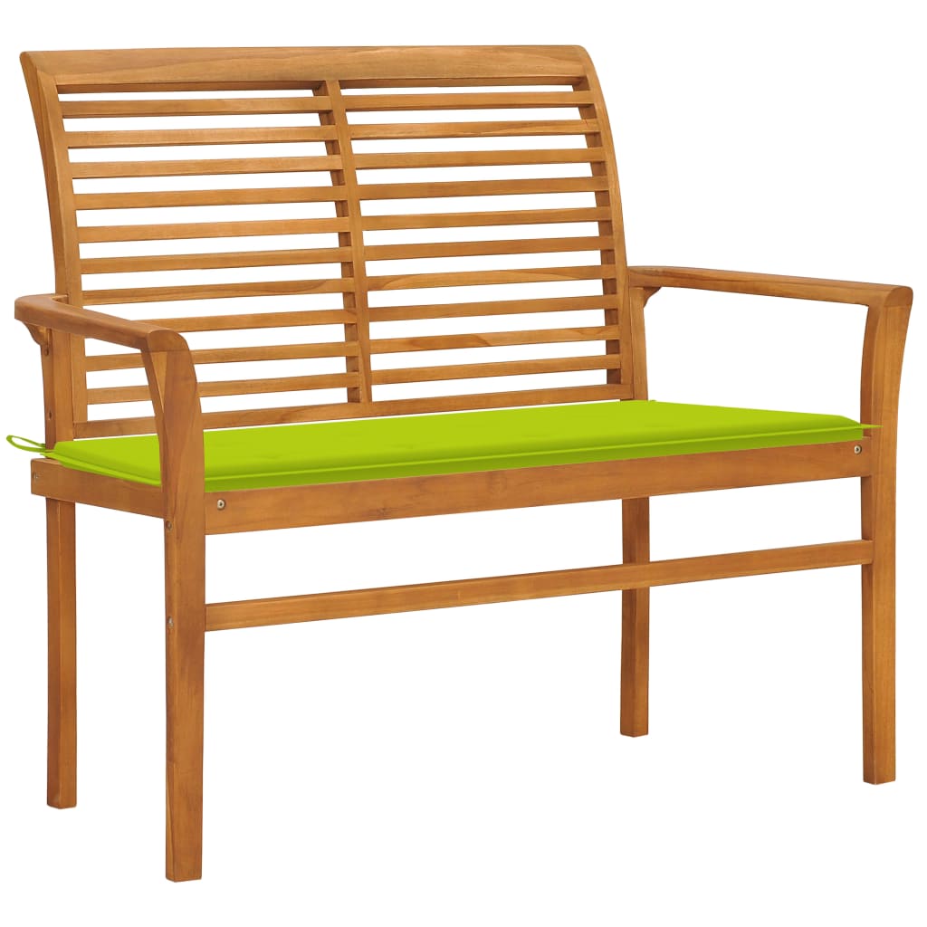 Tuinbank met heldergroen kussen 112 cm massief teakhout is nu te koop bij PeponiXL, paradijselijk wonen!