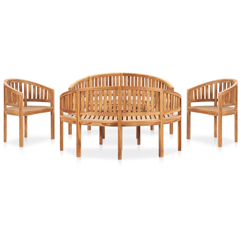 5-delige Loungeset banaanvormig massief teakhout is nu te koop bij PeponiXL, paradijselijk wonen!
