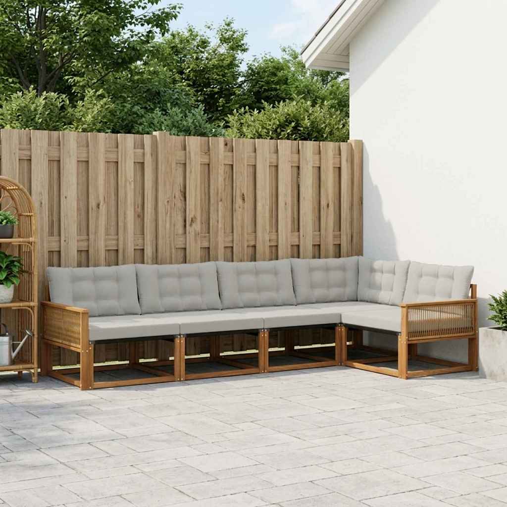 Buiten bankenset met kussen 5 pcs Naturel en lichtgrijs is nu te koop bij PeponiXL, paradijselijk wonen!