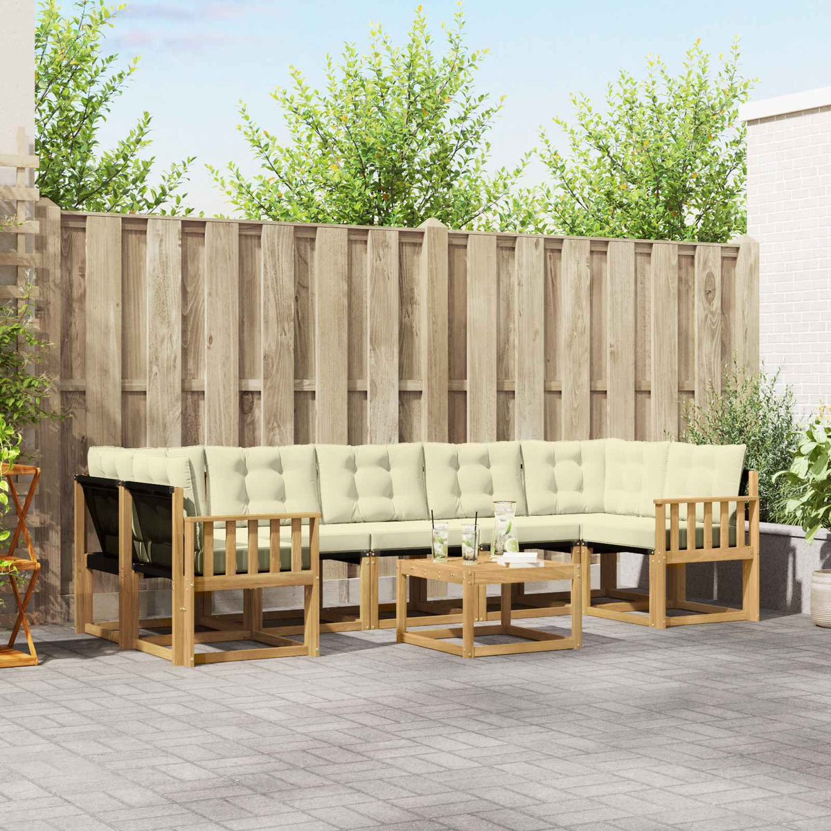Buiten bankenset 8 pcs Massief Acaciahout en Textilene is nu te koop bij PeponiXL, paradijselijk wonen!
