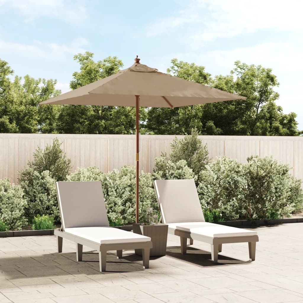 Parasol met houten paal 198x198x231 cm taupe is nu te koop bij PeponiXL, paradijselijk wonen!