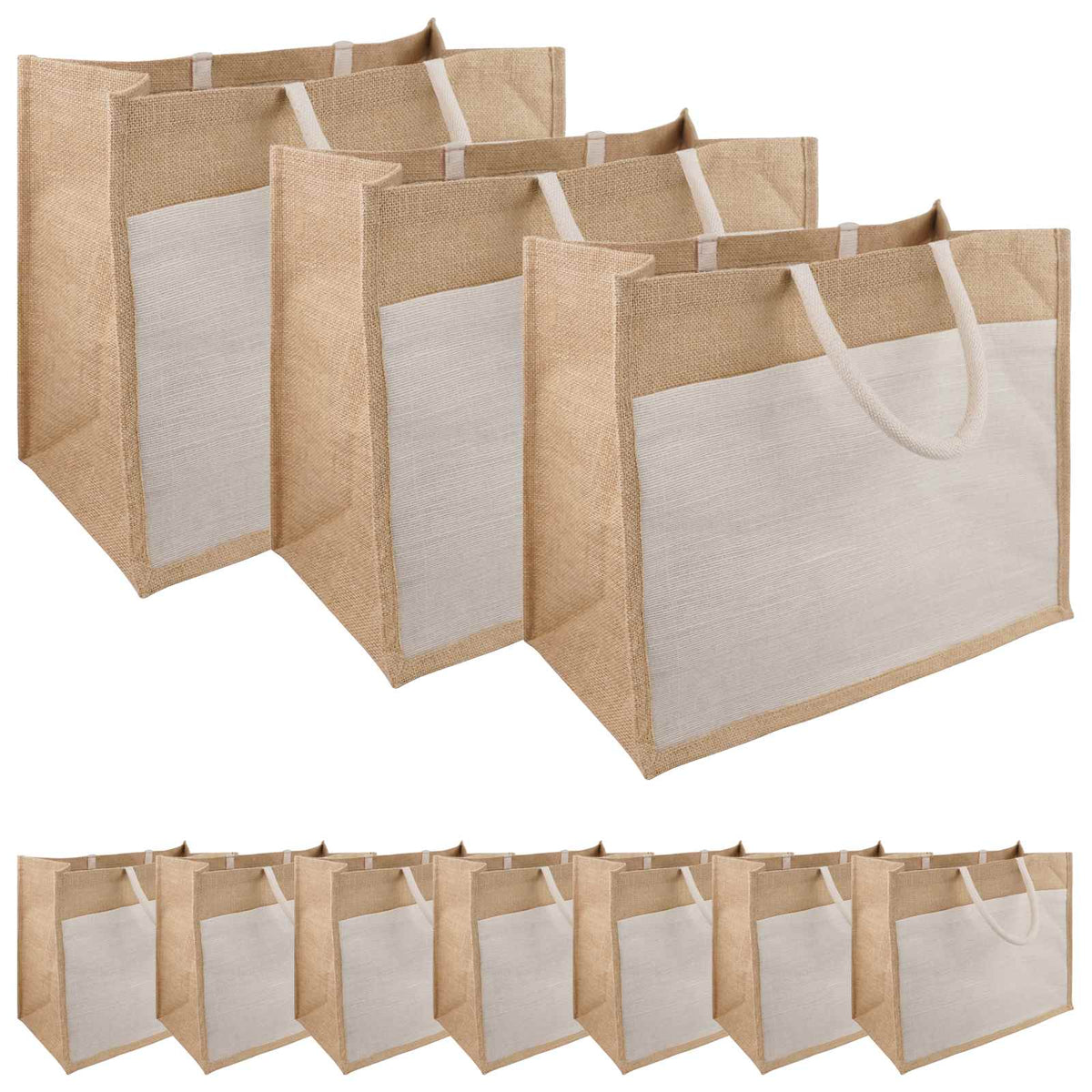 Jute handtassen met zak 10 Natuurlijk en Wit 42 x 33 x 19 cm is nu te koop bij PeponiXL, paradijselijk wonen!