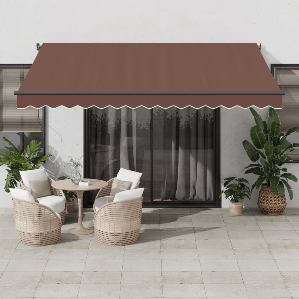 Luifel handmatig uittrekbaar met LED's 400x350 cm bruin is nu te koop bij PeponiXL, paradijselijk wonen!