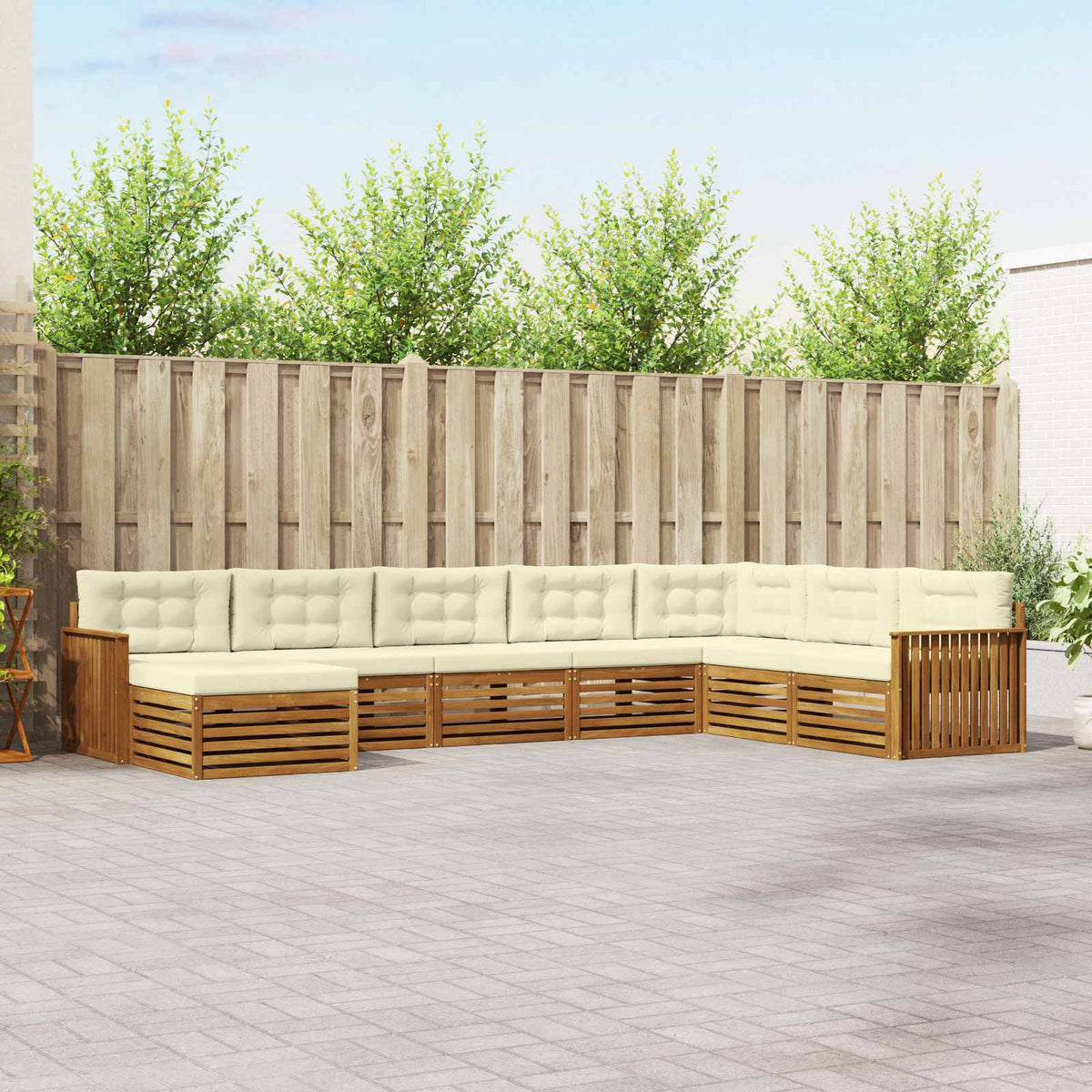 Buiten bankenset met kussen 8 pcs Natuurlijk en Crème is nu te koop bij PeponiXL, paradijselijk wonen!