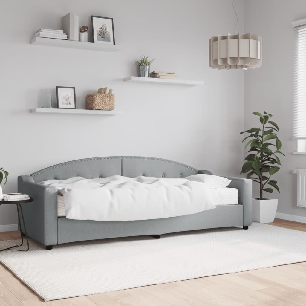 Slaapbank met matras 80x200 cm stof lichtgrijs is nu te koop bij PeponiXL, paradijselijk wonen!