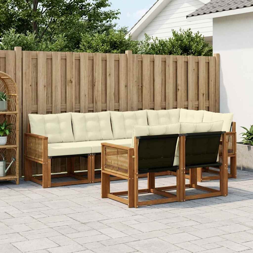 Buiten bankenset met kussen 7 pcs Natuurlijk en Crème is nu te koop bij PeponiXL, paradijselijk wonen!