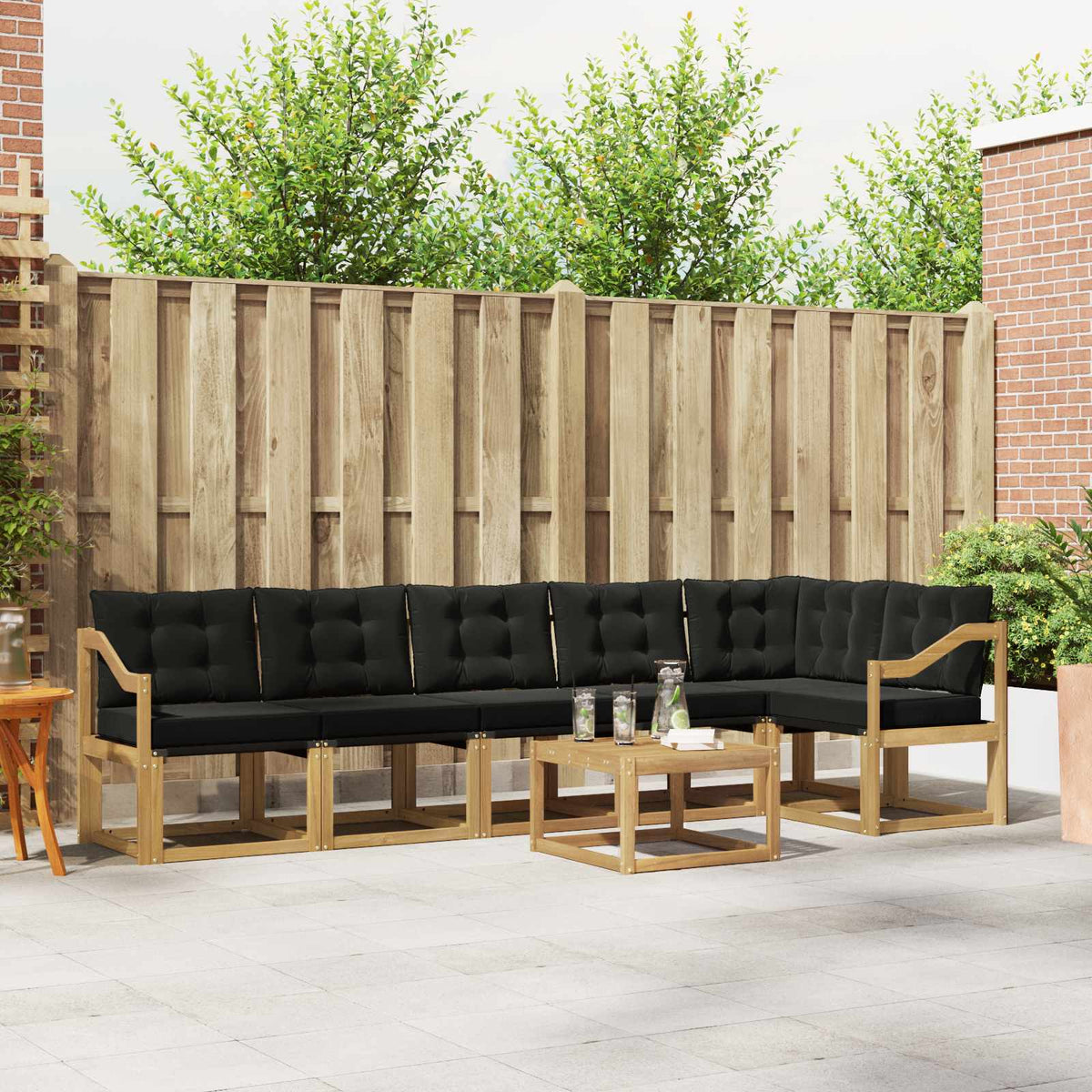 Buiten bankenset met kussen 7 pcs Wit en zwart is nu te koop bij PeponiXL, paradijselijk wonen!
