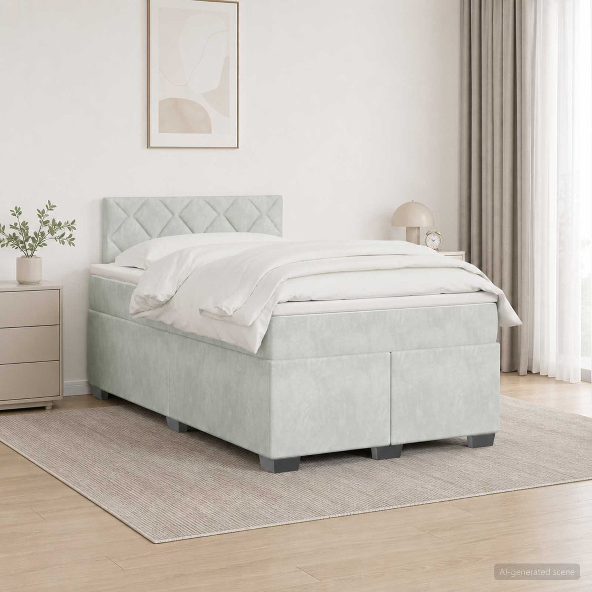 Boxspringbed met matras Lichtgrijs 120 x 200 cm Fluweel is nu te koop bij PeponiXL, paradijselijk wonen!