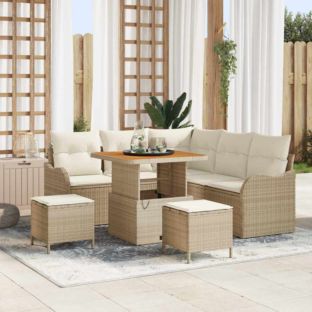 Tuin Sofa Set 8 st 7-Aantal zitplaatsen Beige en Crème is nu te koop bij PeponiXL, paradijselijk wonen!