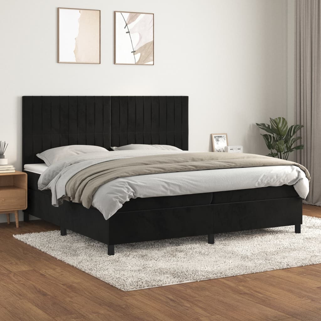 Boxspring met matras fluweel zwart 200x200 cm is nu te koop bij PeponiXL, paradijselijk wonen!