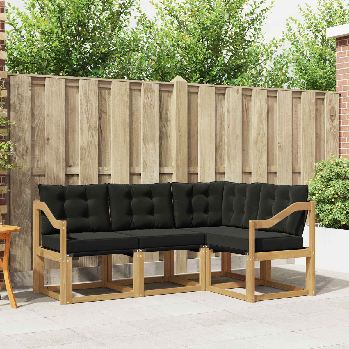 Buiten bankenset met kussen 4 pcs Wit en zwart is nu te koop bij PeponiXL, paradijselijk wonen!