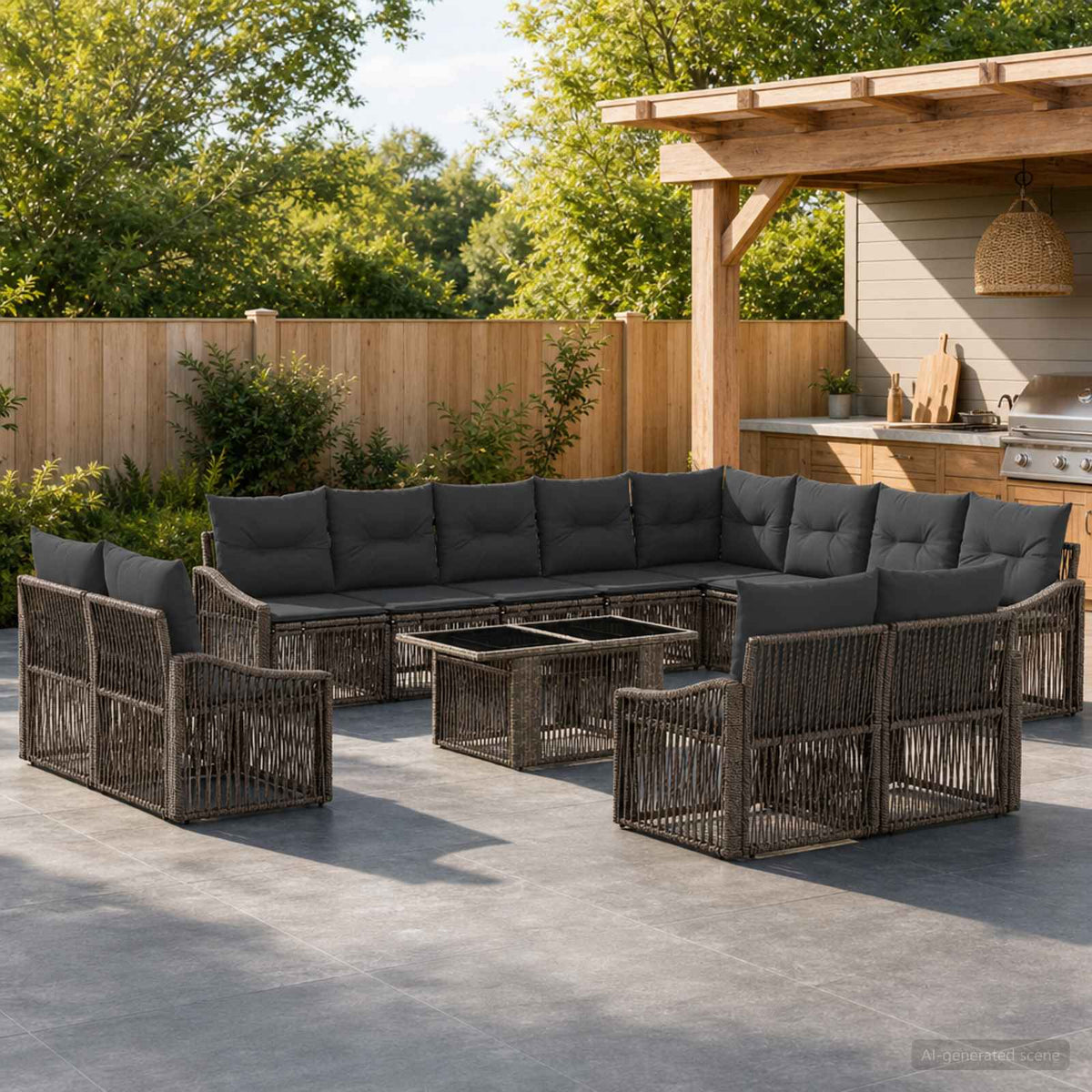 Tuinbankenset 13 st Grijs en Donkergrijs poly rattan is nu te koop bij PeponiXL, paradijselijk wonen!