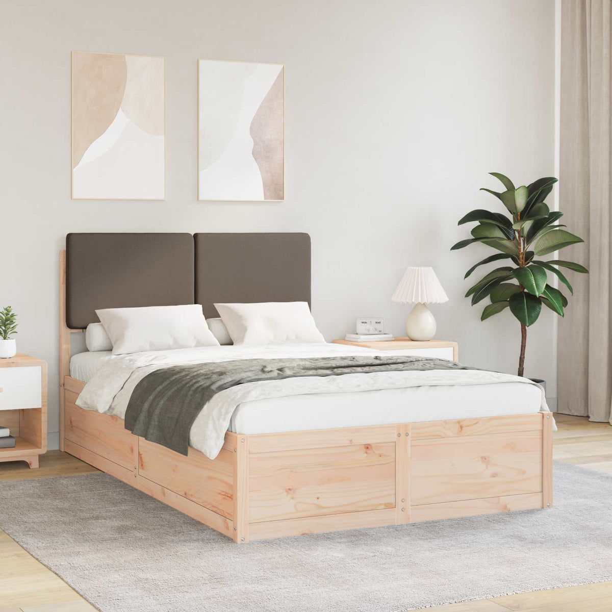 Bedframe met Gevoerd Hoofdgedeelte Taupe 120 x 200 cm is nu te koop bij PeponiXL, paradijselijk wonen!