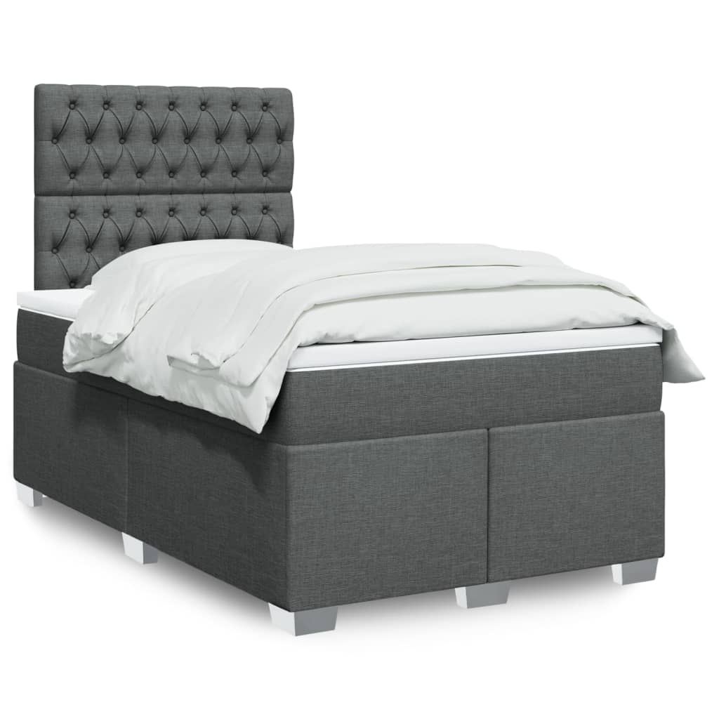 Boxspring met matras stof donkergrijs 120x190 cm is nu te koop bij PeponiXL, paradijselijk wonen!