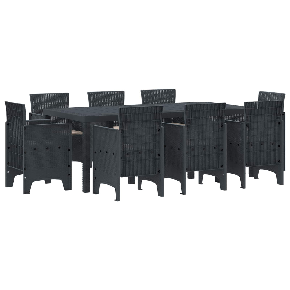 Tuin eettafelset 9 pcs Antraciet Polypropyleen is nu te koop bij PeponiXL, paradijselijk wonen!