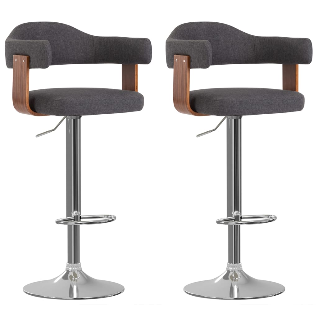 Barkrukken 2 st gebogen hout en stof donkergrijs is nu te koop bij PeponiXL, paradijselijk wonen!